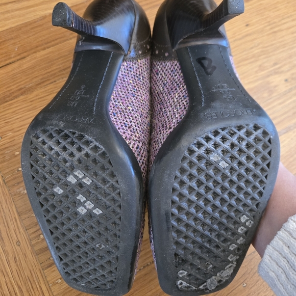Aerosoles Pink Tweed & Chocolate Leather Heels, Sz 6 - Picture 2 of 8